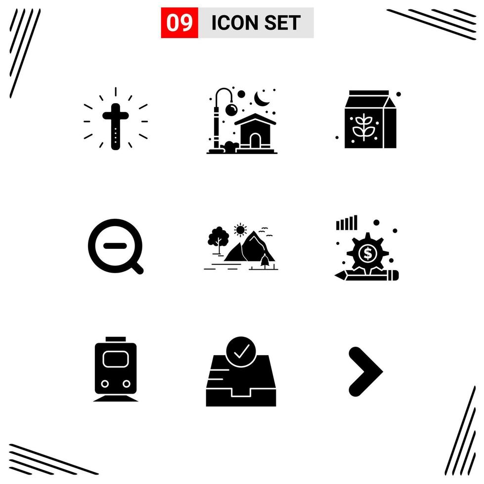 9 Icons Solid Style Grid Based Creative Glyph Symbols for Website Design Simple Solid Icon Signs Isolated on White Background 9 Icon Set vector