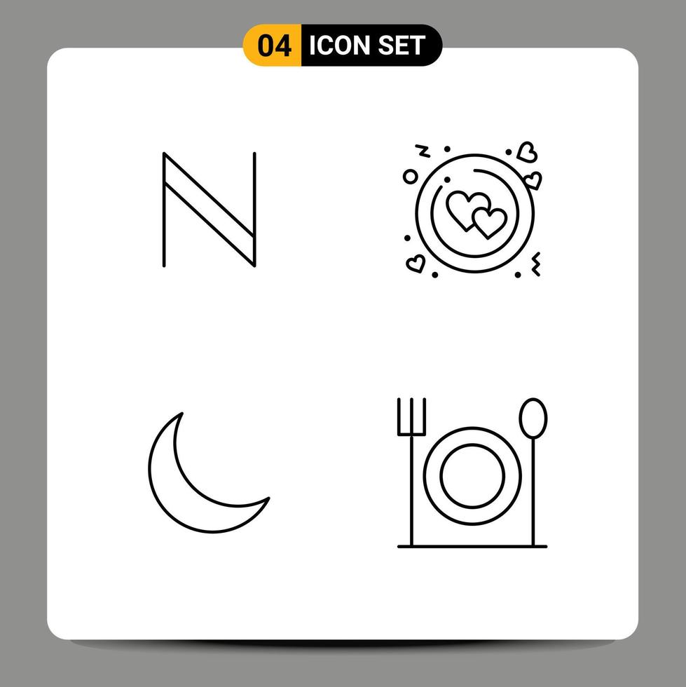 Modern Set of 4 Filledline Flat Colors Pictograph of blockchain sleep circle valentine eat Editable Vector Design Elements