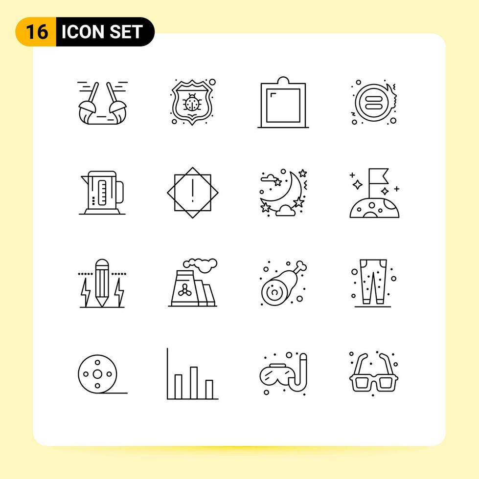 Editable Vector Line Pack of 16 Simple Outlines of coffee justice decor gender equality Editable Vector Design Elements