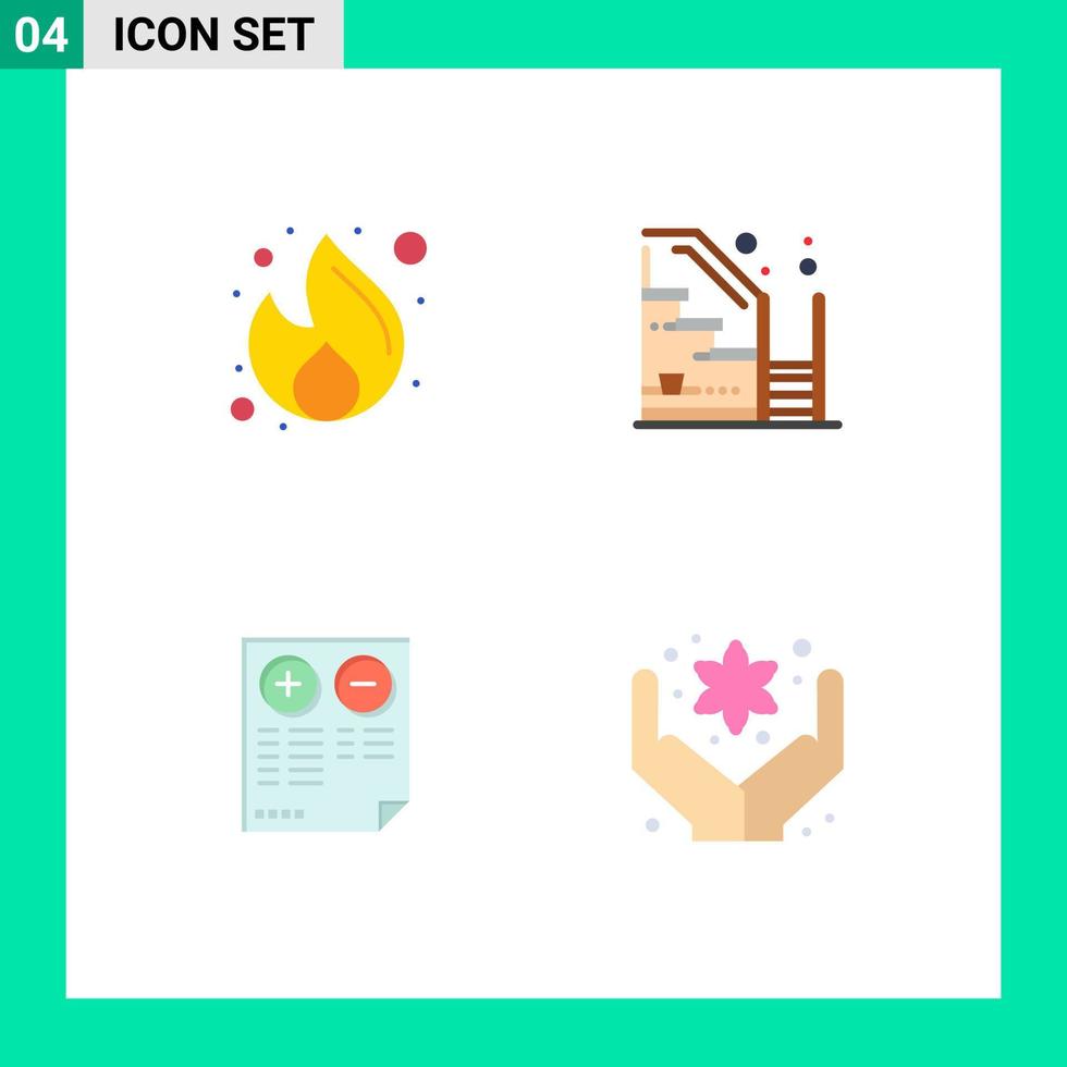 Stock Vector Icon Pack of 4 Line Signs and Symbols for business property money progress cons Editable Vector Design Elements