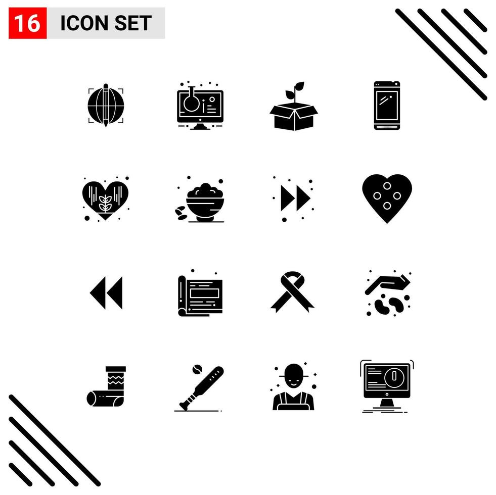 Set of 16 Modern UI Icons Symbols Signs for huawei smart phone test tube phone plant Editable Vector Design Elements