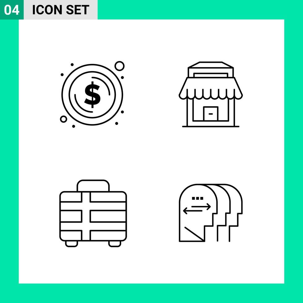 Pack of 4 Line Style Icon Set Outline Symbols for print Creative Signs Isolated on White Background 4 Icon Set vector