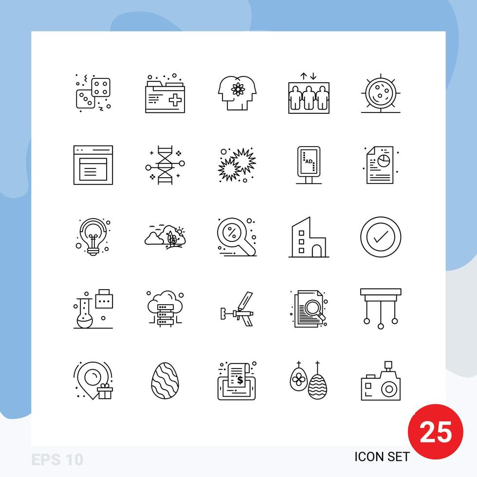 25 Creative Icons Modern Signs and Symbols of disease group records elevator management Editable Vector Design Elements