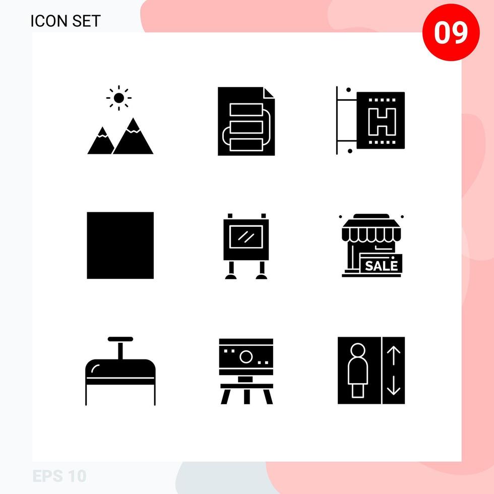 Set of 9 Modern UI Icons Symbols Signs for purchase billboard tactic advertising stop Editable Vector Design Elements