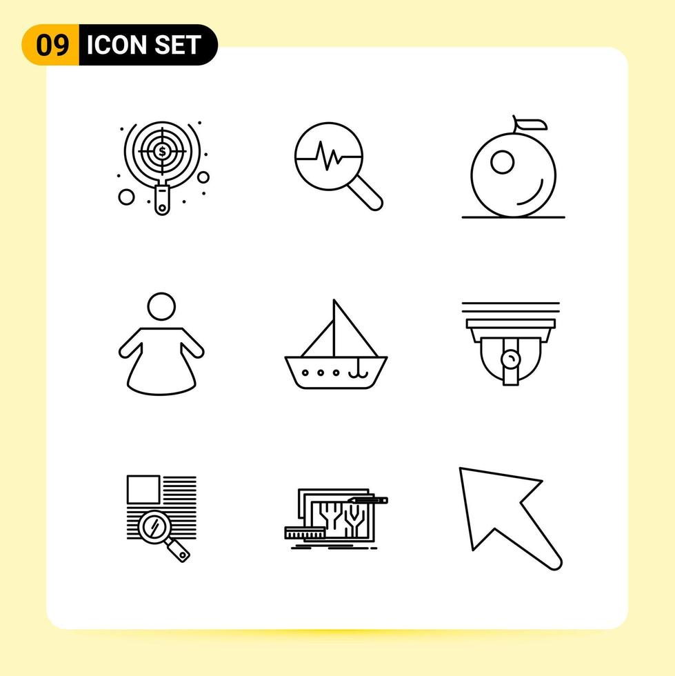 9 Creative Icons for Modern website design and responsive mobile apps 9 Outline Symbols Signs on White Background 9 Icon Pack vector