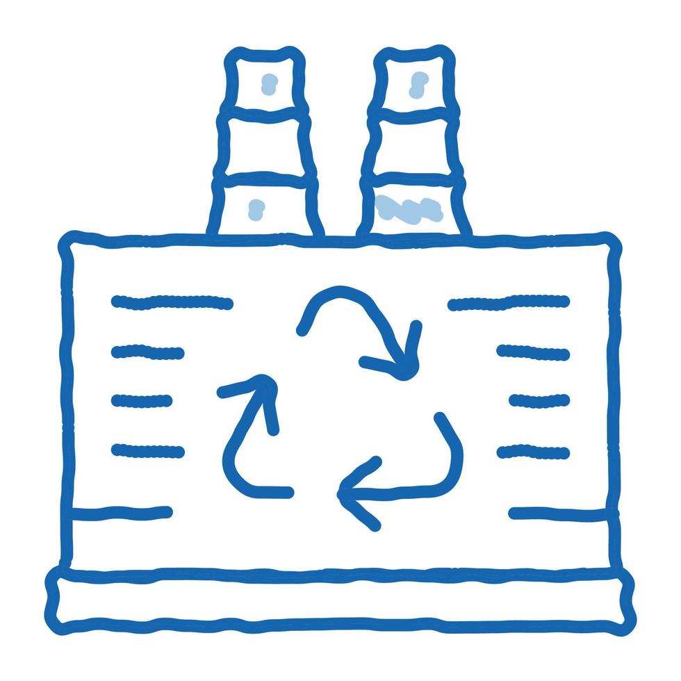 ilustración de dibujado a mano de icono de doodle de estación de energía ecológica térmica vector