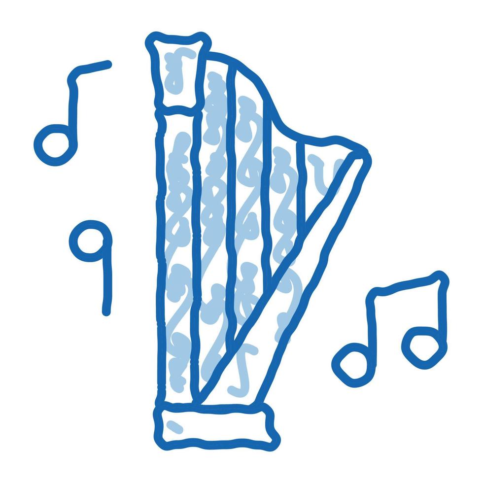 musical harp doodle icon hand drawn illustration vector