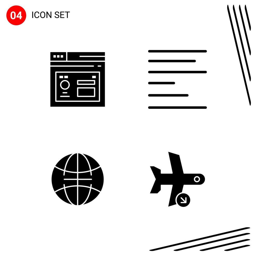 Collection of 4 Vector Icons in solid style Pixle Perfect Glyph Symbols for Web and Mobile Solid Icon Signs on White Background 4 Icons