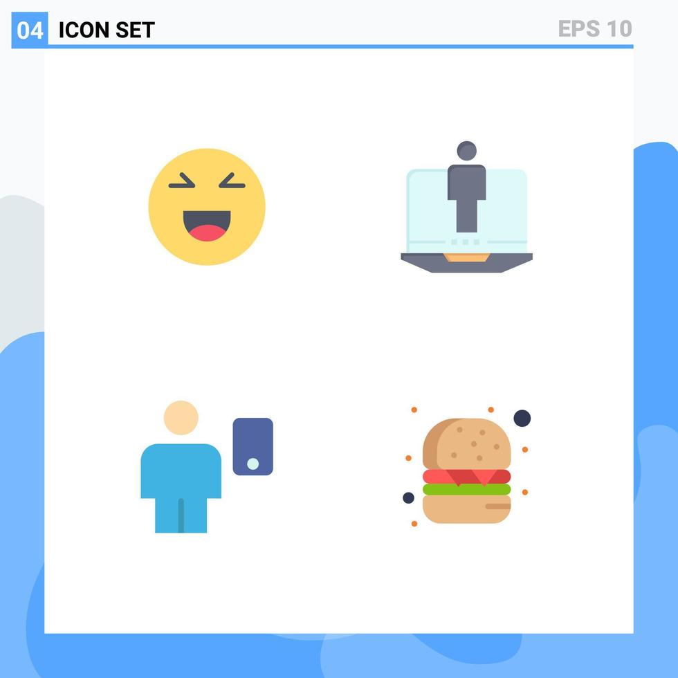 4 Flat Icon concept for Websites Mobile and Apps chat body happy hardware human Editable Vector Design Elements