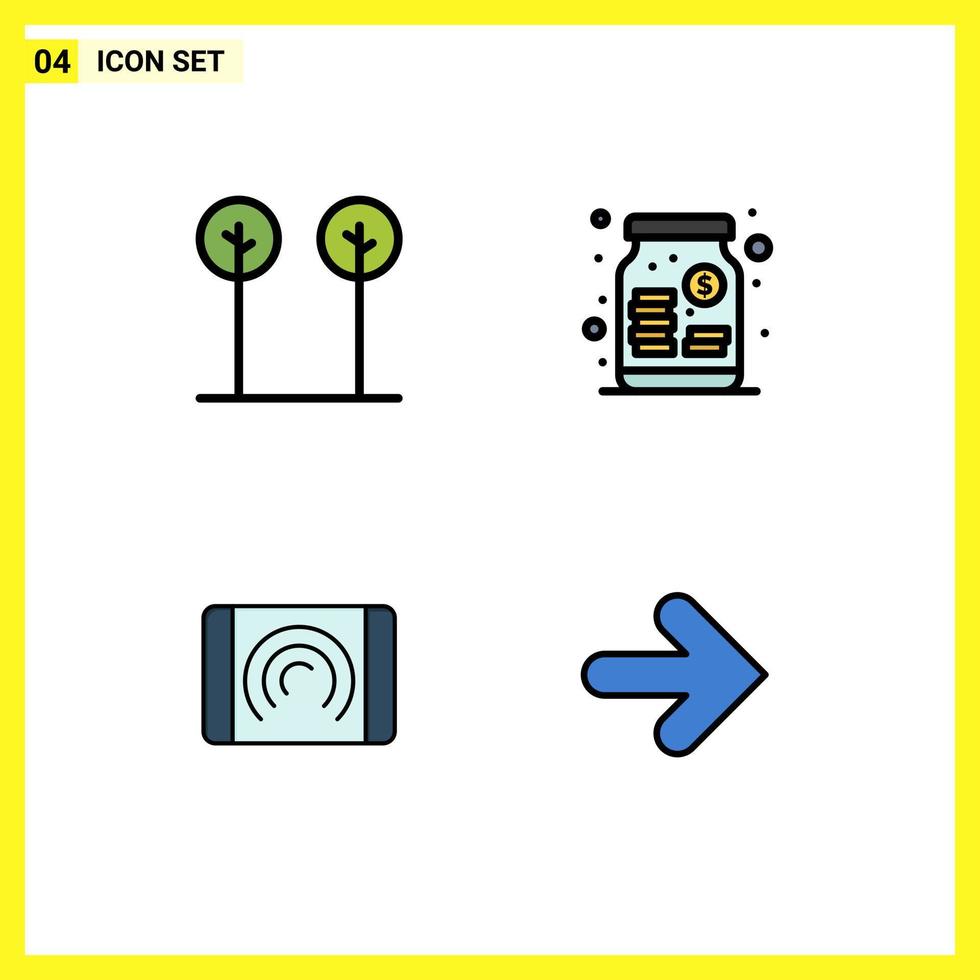 4 Filledline Flat Color concept for Websites Mobile and Apps eco user plant venture interface Editable Vector Design Elements