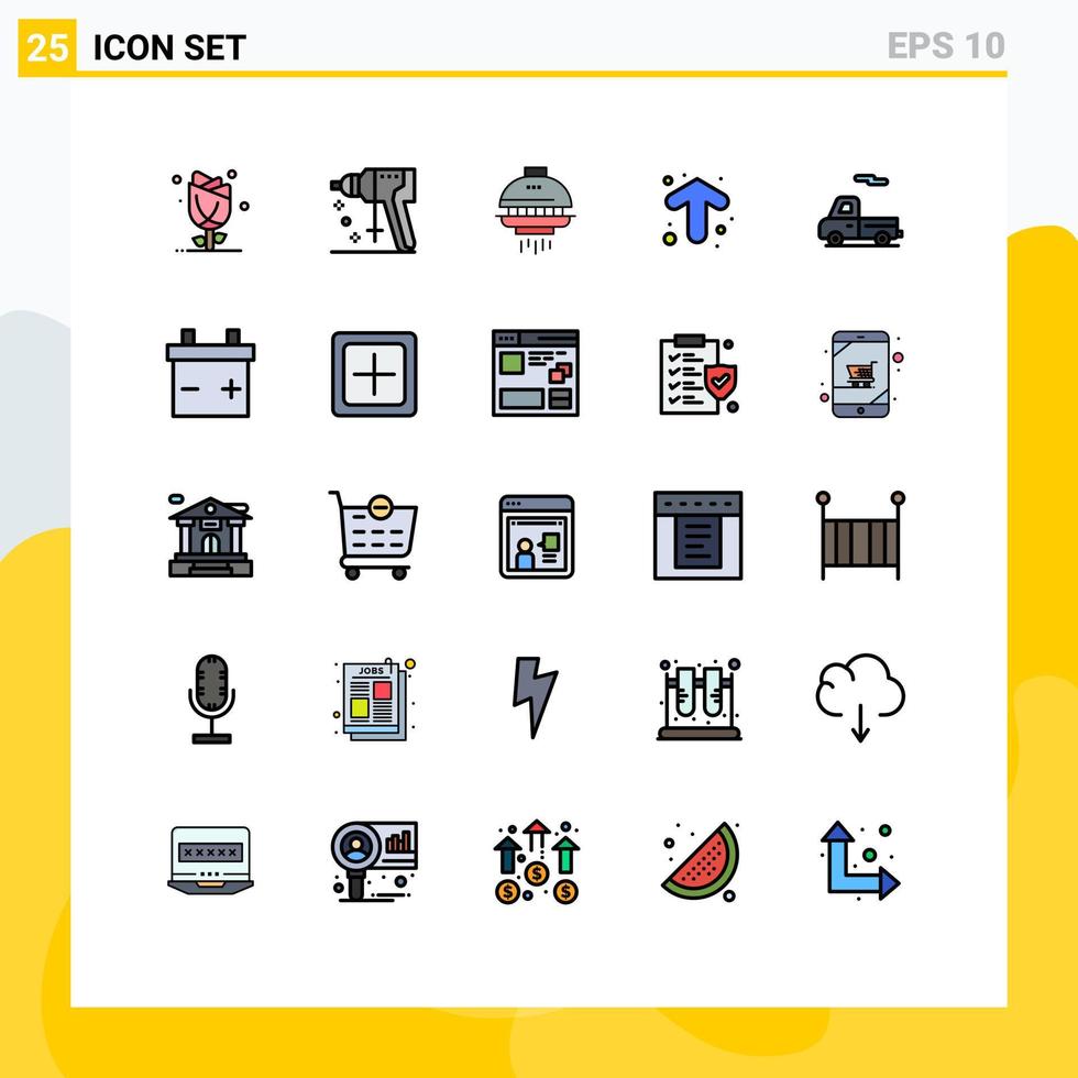 Universal Icon Symbols Group of 25 Modern Filled line Flat Colors of car up tool arrows ufo Editable Vector Design Elements