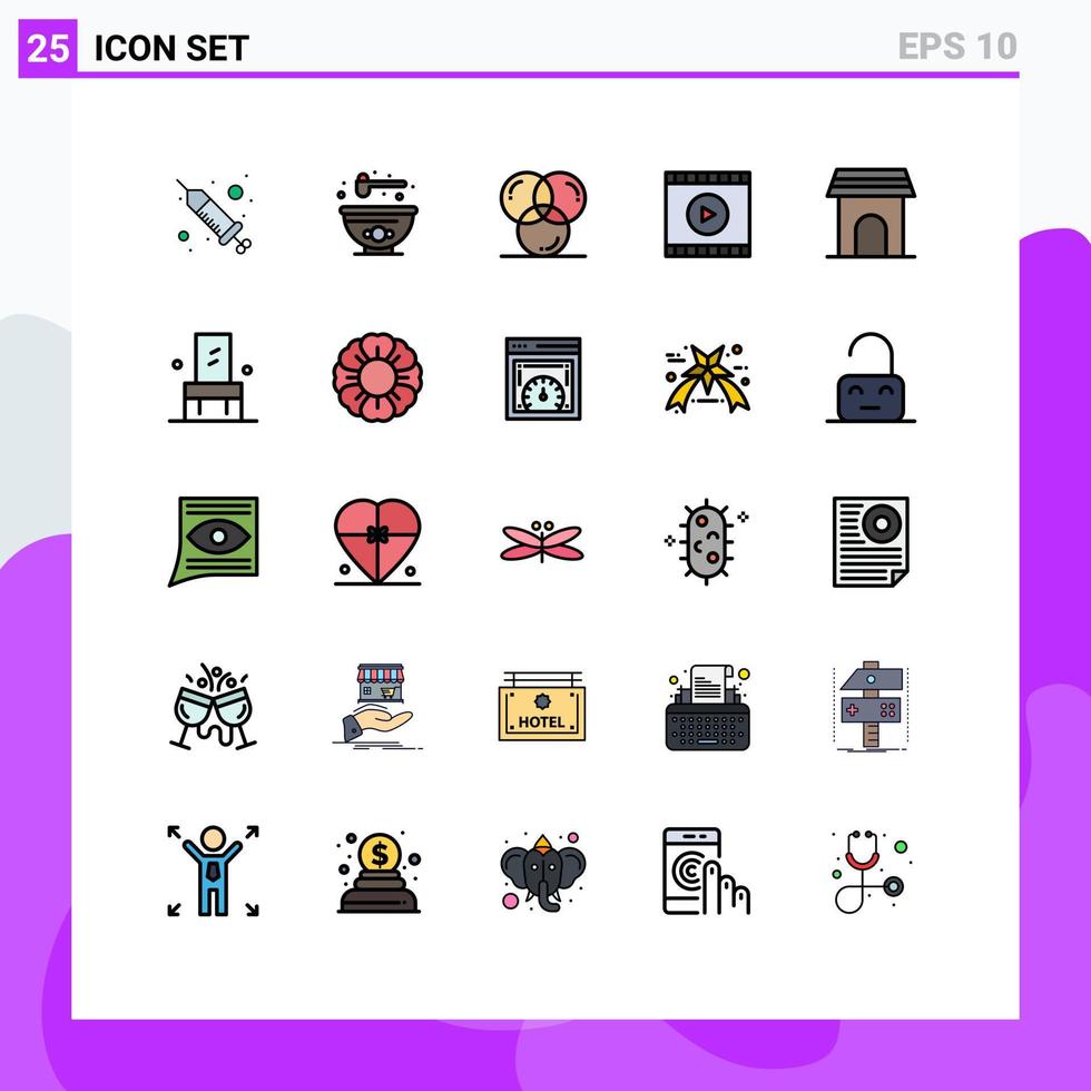 conjunto de 25 iconos de interfaz de usuario modernos signos de símbolos para elementos de diseño vectorial editables de medios de video en color web de dispositivos vector