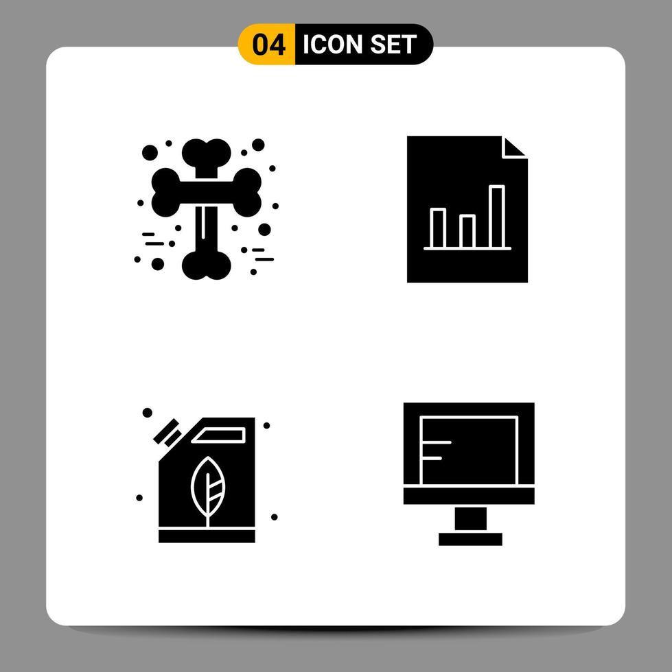 4 Black Icon Pack Glyph Symbols Signs for Responsive designs on white background 4 Icons Set vector