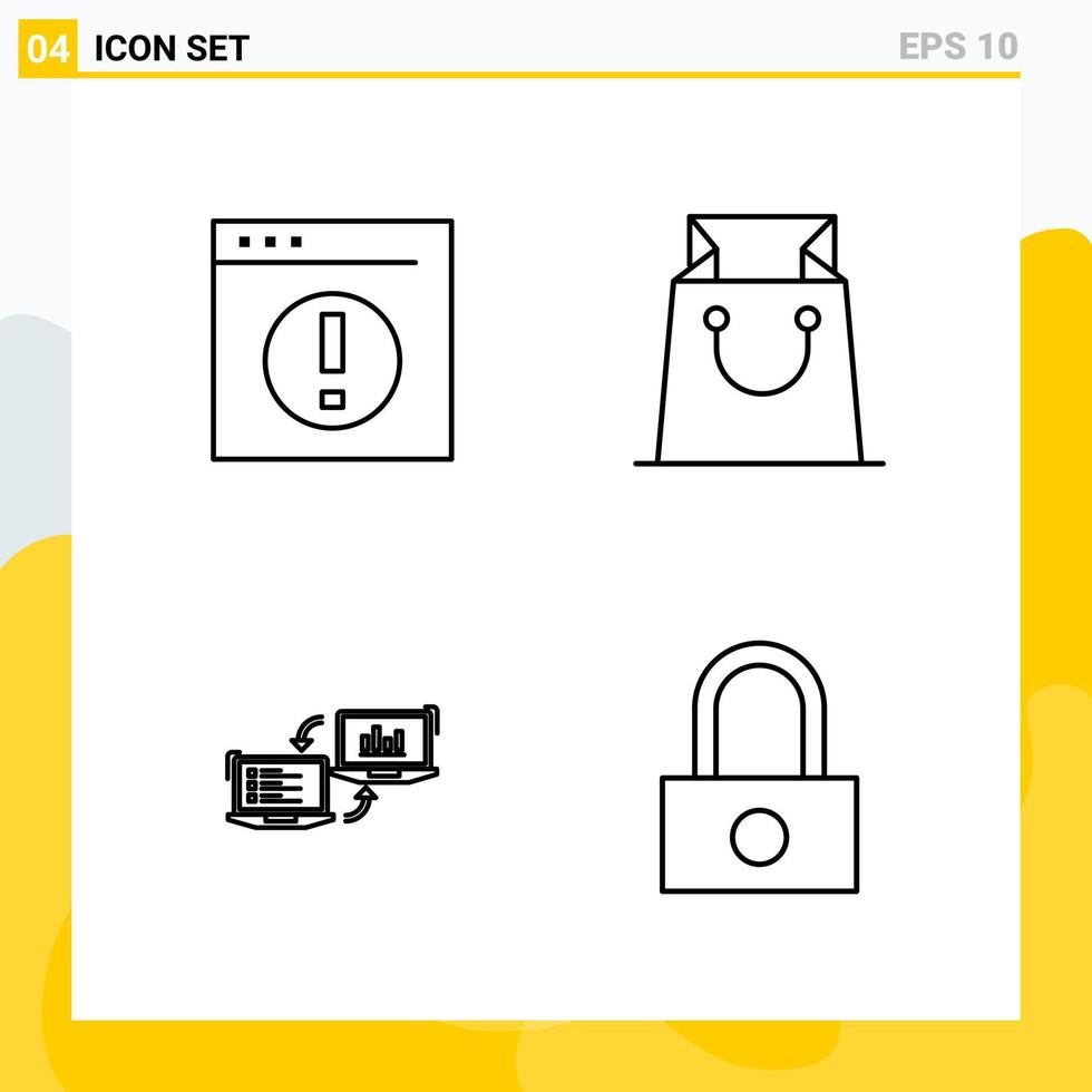 Collection of 4 Universal Line Icons Icon Set for Web and Mobile vector