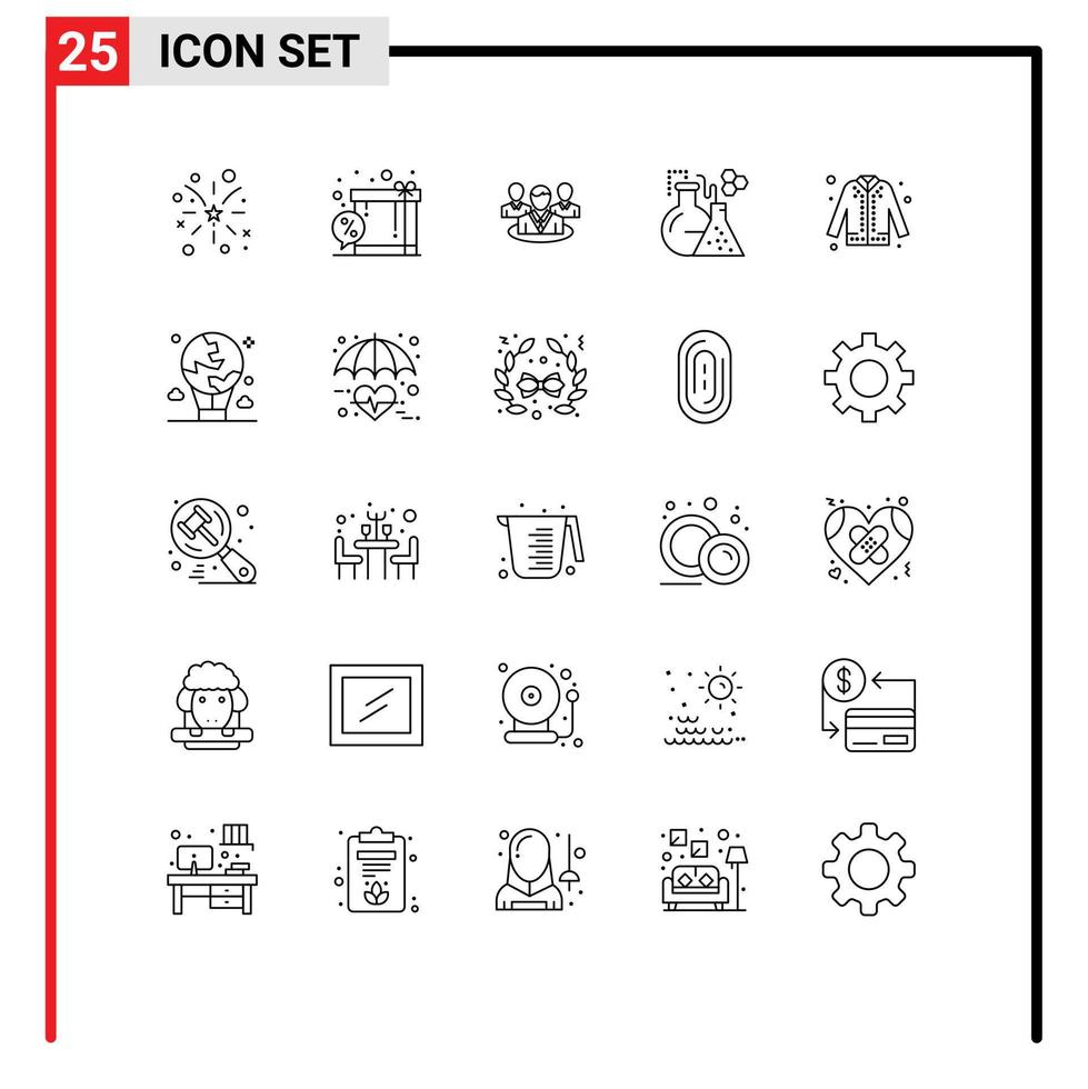 Group of 25 Lines Signs and Symbols for coat tube group test flask Editable Vector Design Elements