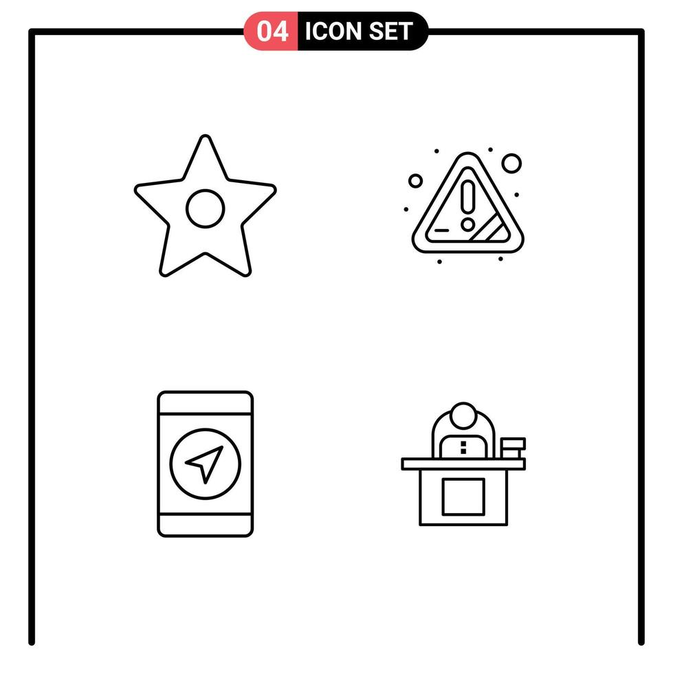 Modern Set of 4 Filledline Flat Colors and symbols such as bookmark gps alert error business Editable Vector Design Elements