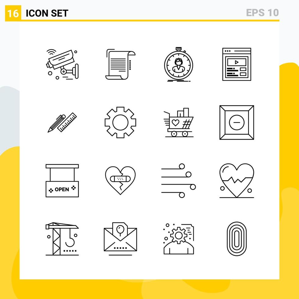 Collection of 16 Universal Line Icons Icon Set for Web and Mobile vector