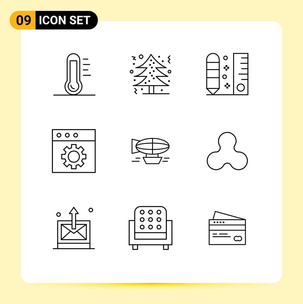 Set of 9 Modern UI Icons Symbols Signs for air mac tree app ruler Editable Vector Design Elements