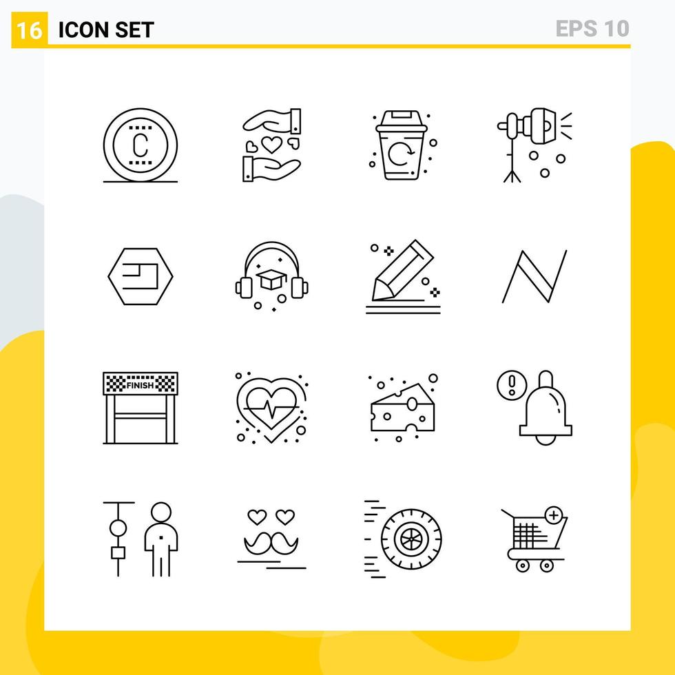Collection of 16 Universal Line Icons Icon Set for Web and Mobile vector