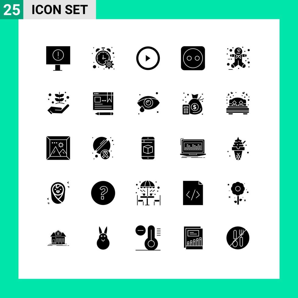 Modern Set of 25 Solid Glyphs and symbols such as farming halloween scary play gingerbread man tools Editable Vector Design Elements