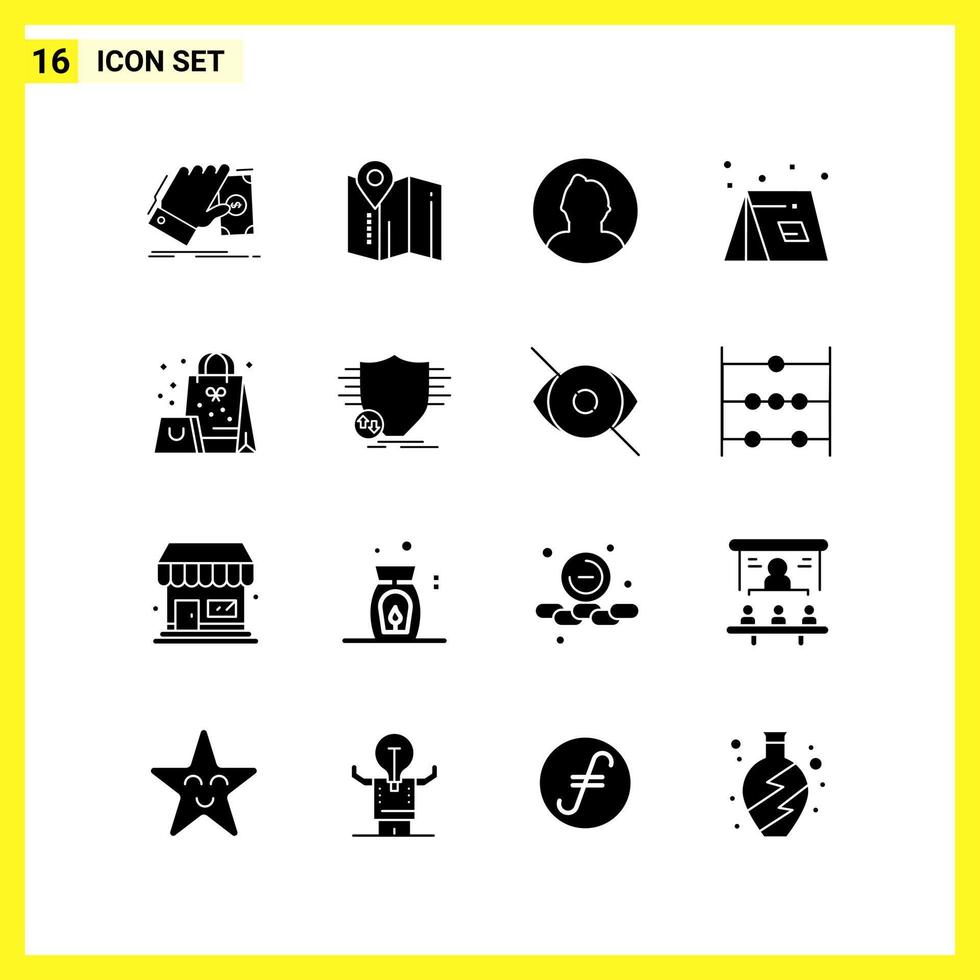 16 conjunto de iconos símbolos sólidos simples signo de glifo sobre fondo blanco para el diseño de sitios web, aplicaciones móviles y medios impresos vector