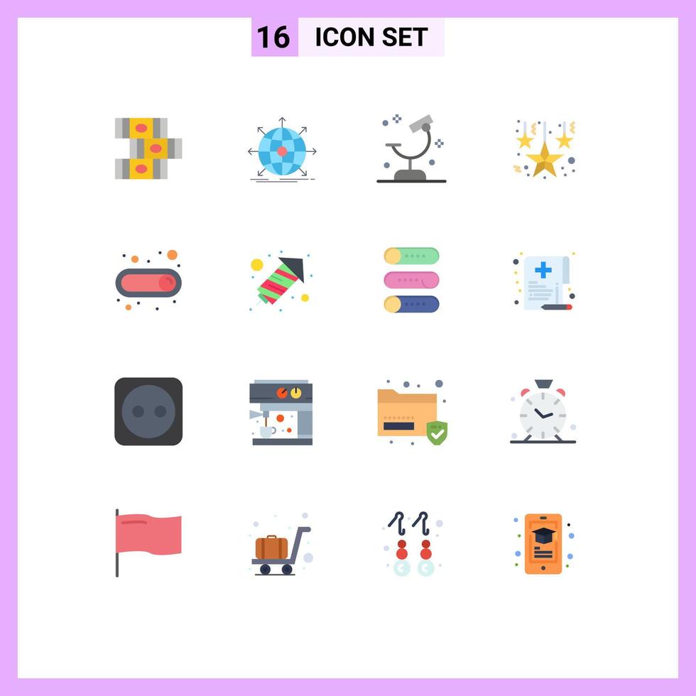 Set of 16 Modern UI Icons Symbols Signs for switch hanging stars biology decoration science Editable Pack of Creative Vector Design Elements