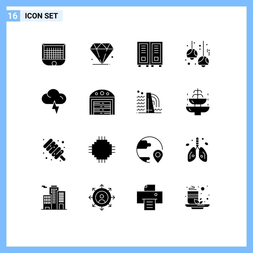 Set of 16 Modern UI Icons Symbols Signs for cloud lamps education decoration bulb Editable Vector Design Elements