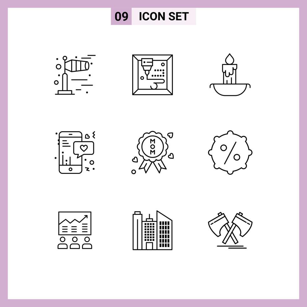 Group of 9 Modern Outlines Set for price quality holiday certificate text Editable Vector Design Elements