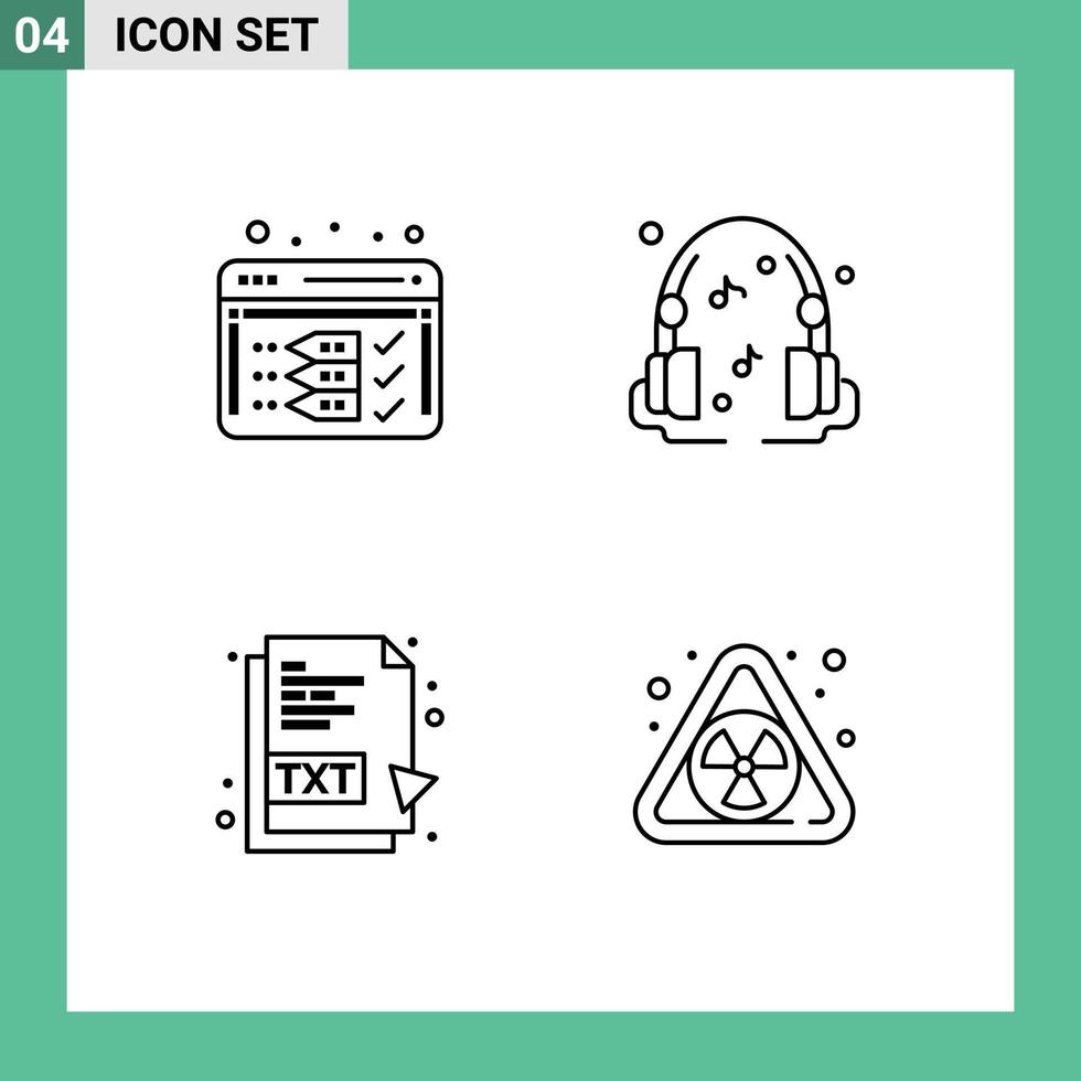 Modern Set of 4 Filledline Flat Colors Pictograph of analysis document web sound nuclear Editable Vector Design Elements