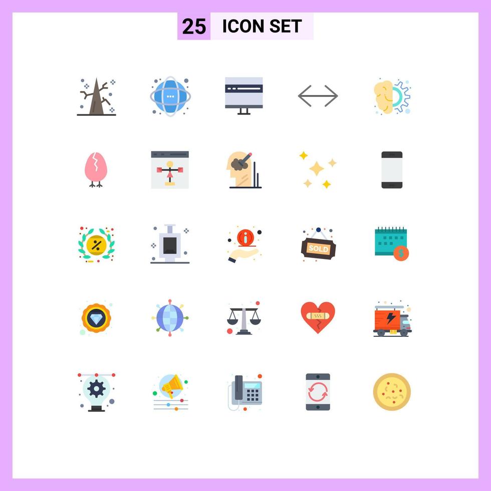 Set of 25 Modern UI Icons Symbols Signs for right left science arrow development Editable Vector Design Elements