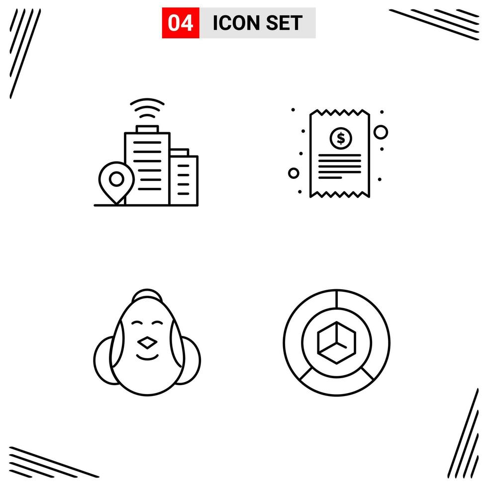 4 Icons Line Style Grid Based Creative Outline Symbols for Website Design Simple Line Icon Signs Isolated on White Background 4 Icon Set vector