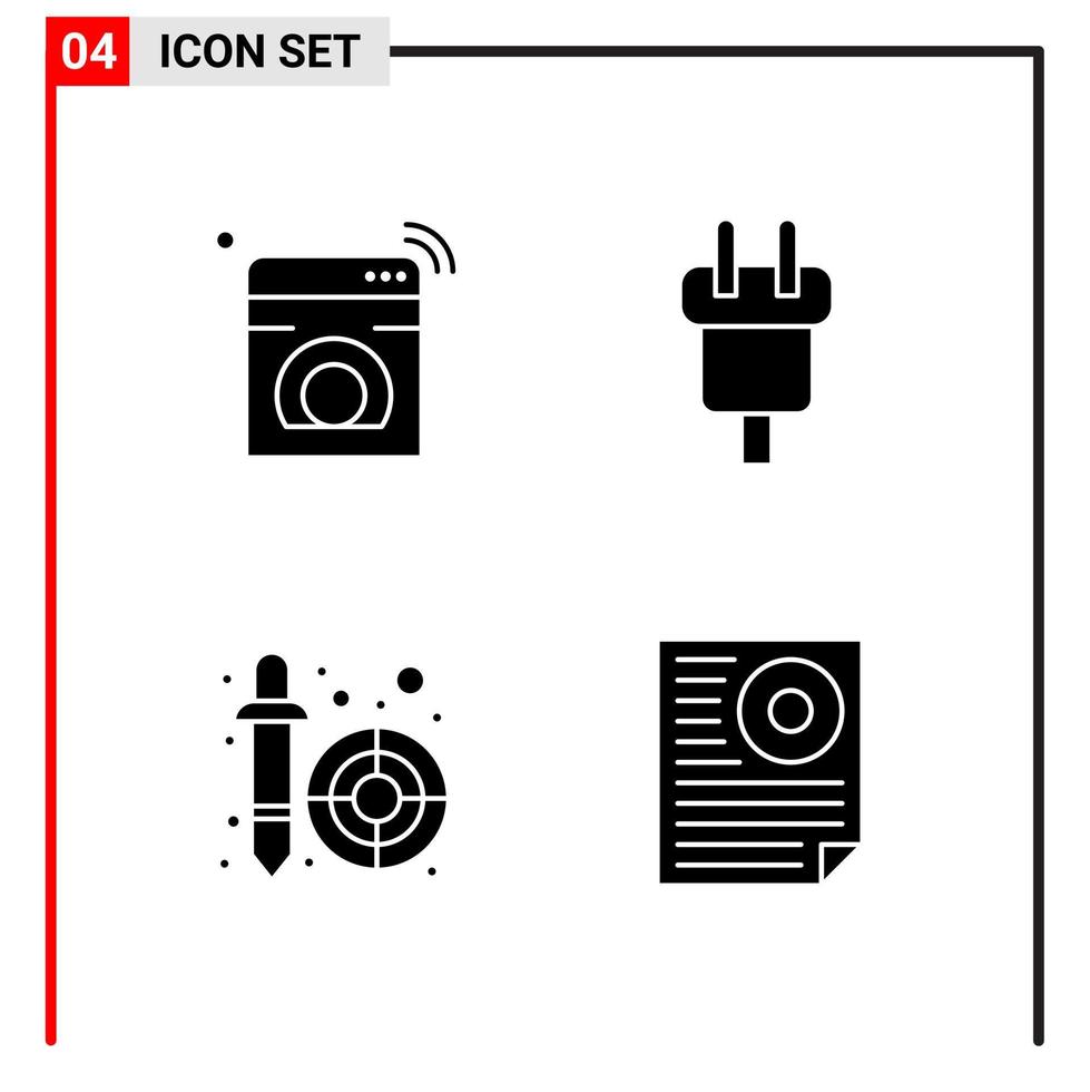 4 General Icons for website design print and mobile apps 4 Glyph Symbols Signs Isolated on White Background 4 Icon Pack vector