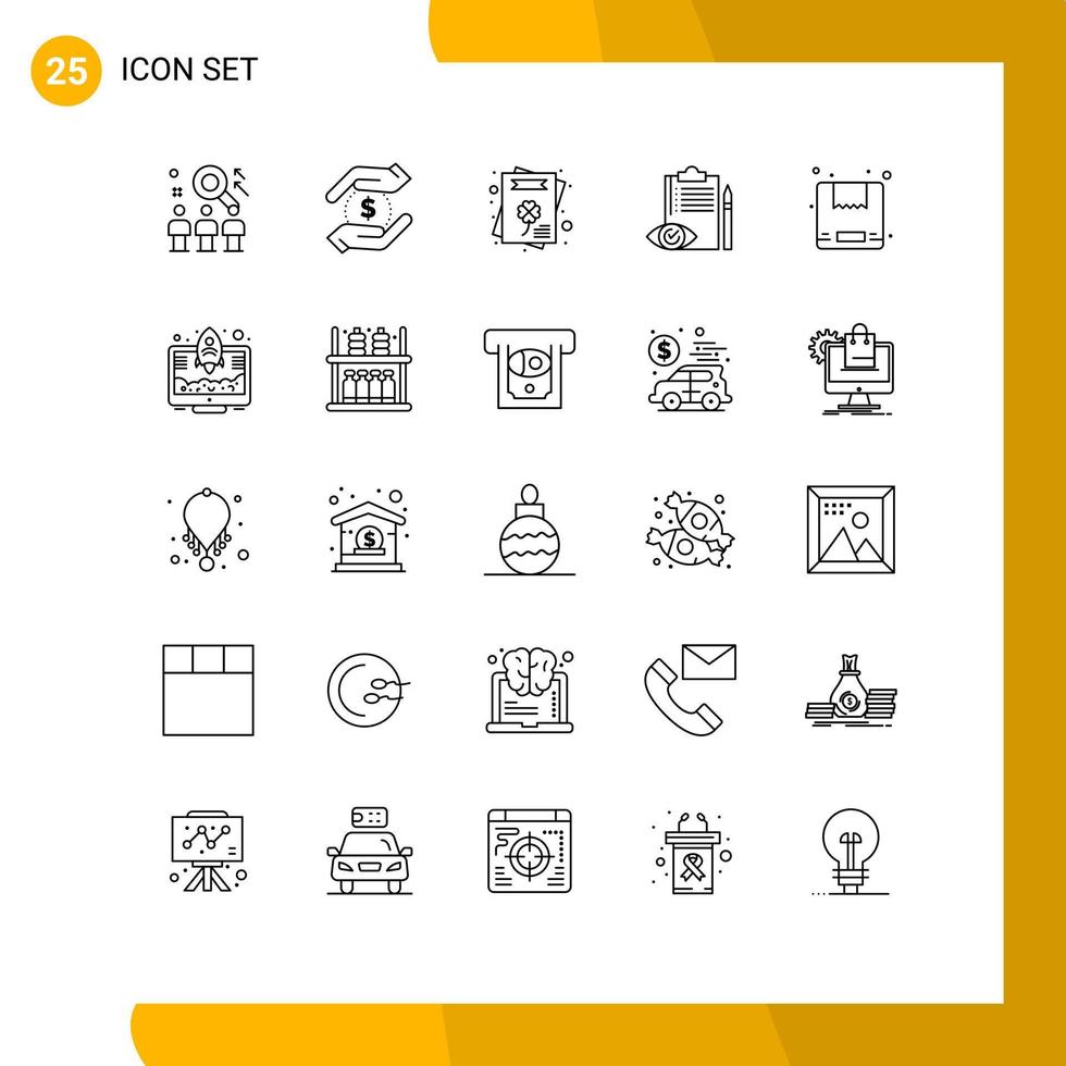 Universal Icon Symbols Group of 25 Modern Lines of box control money checklist quality control Editable Vector Design Elements