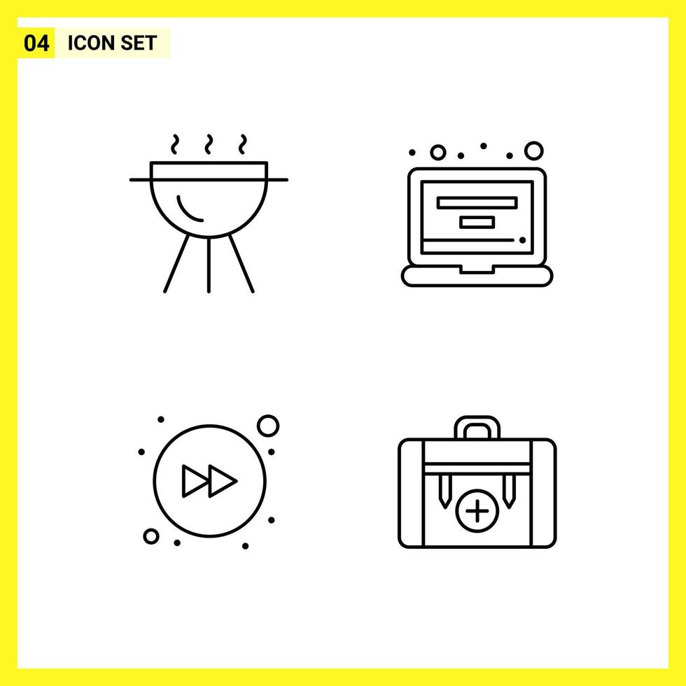 4 Icon Set Simple Line Symbols Outline Sign on White Background for Website Design Mobile Applications and Print Media vector