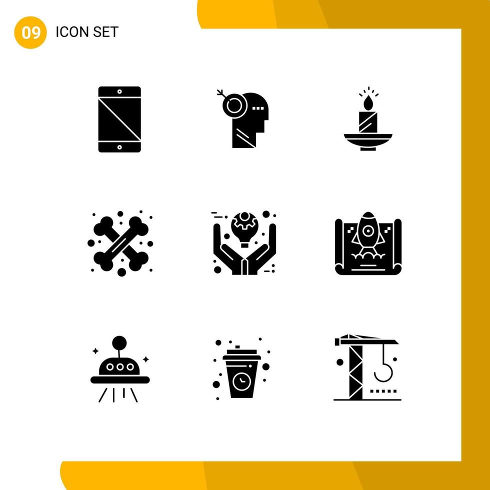 9 Creative Icons Modern Signs and Symbols of cross bone wax target light easter Editable Vector Design Elements