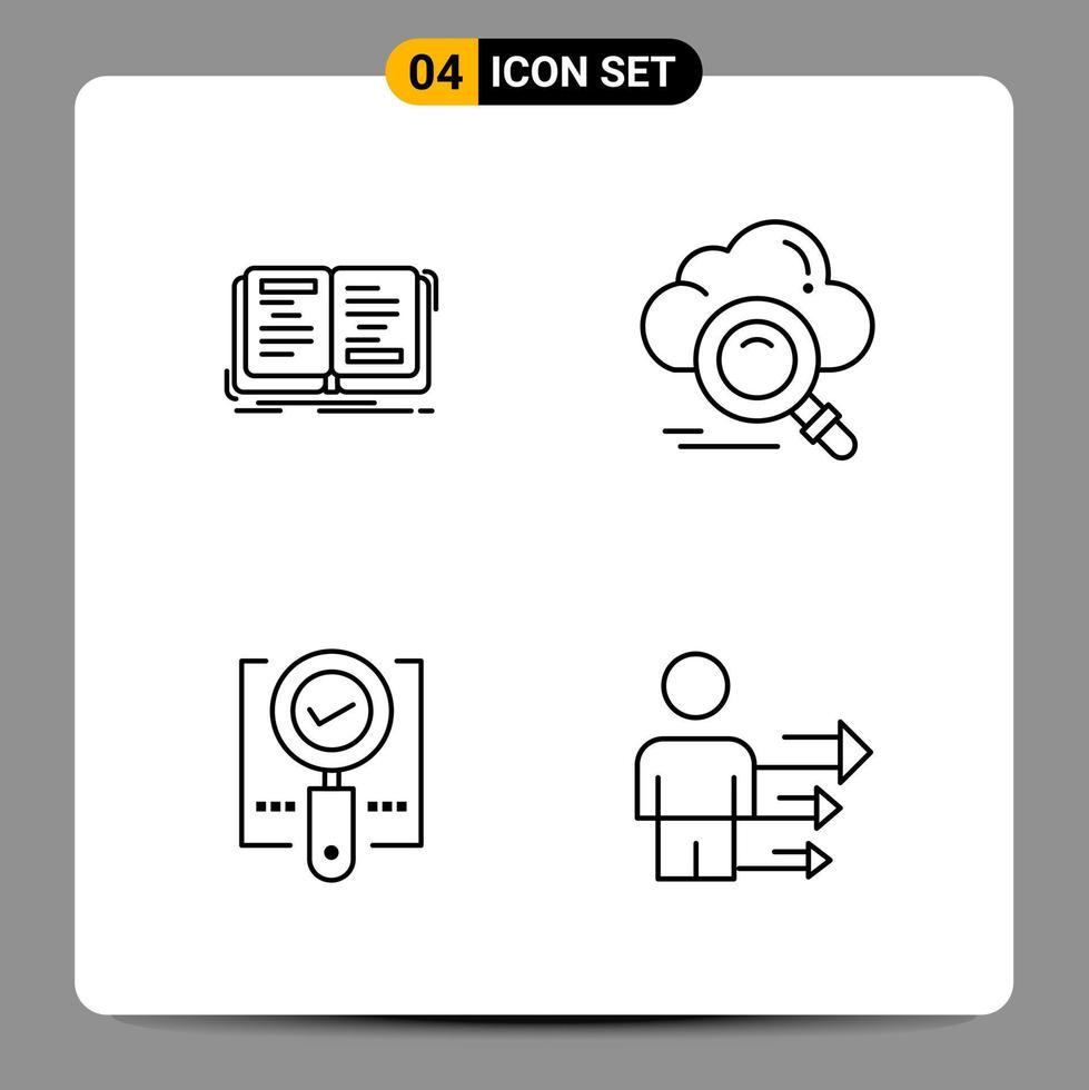 4 Black Icon Pack Outline Symbols Signs for Responsive designs on white background 4 Icons Set vector