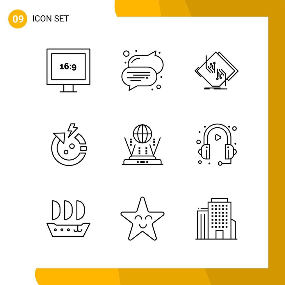 9 Icon Set Line Style Icon Pack Outline Symbols isolated on White Backgound for Responsive Website Designing vector