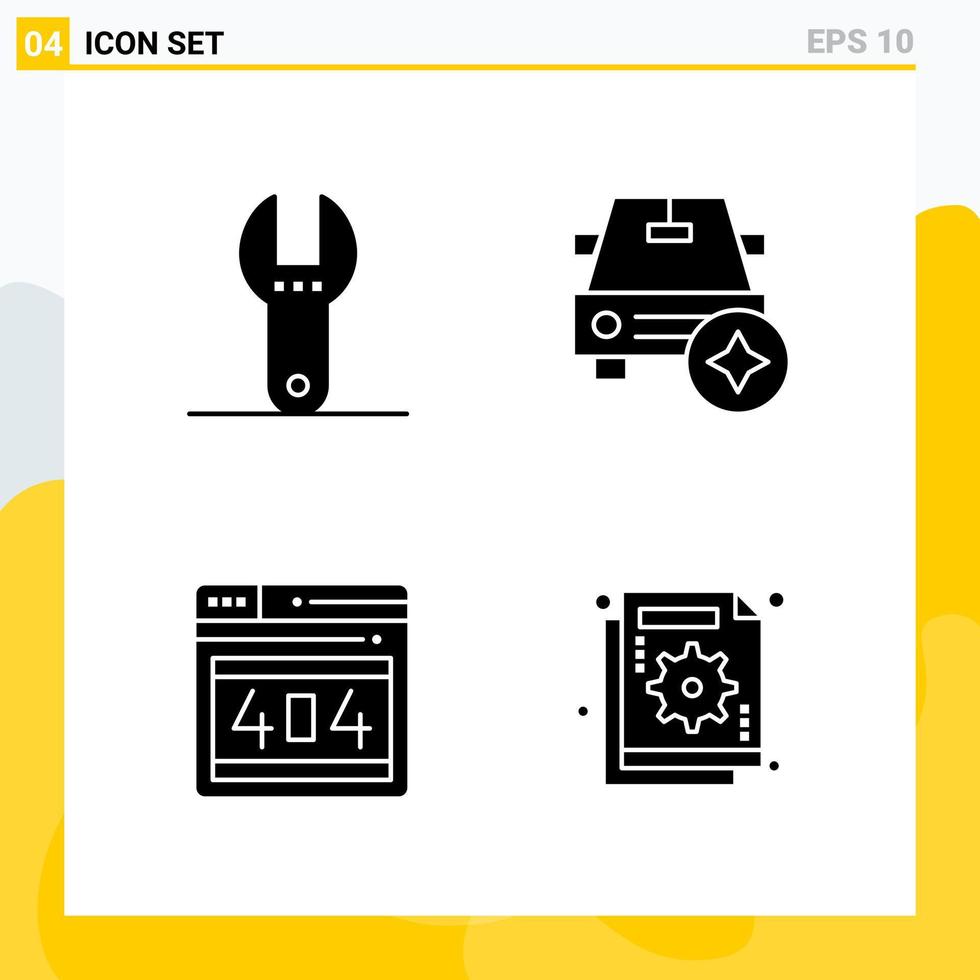 Collection of 4 Universal Solid Icons Icon Set for Web and Mobile vector