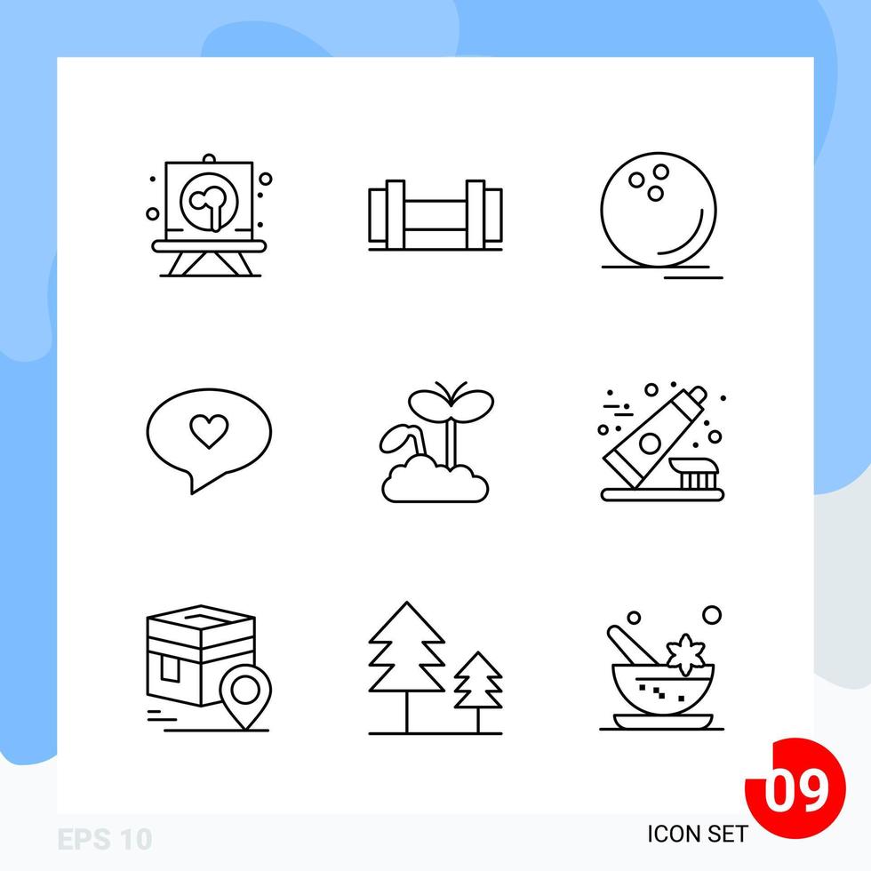 Modern Pack of 9 Icons Line Outline Symbols isolated on White Backgound for Website designing vector