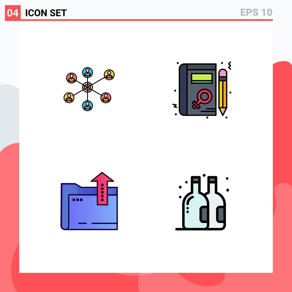 Stock Vector Icon Pack of 4 Line Signs and Symbols for wlan dacoment group woman storage Editable Vector Design Elements