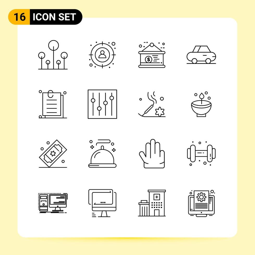 16 Creative Icons for Modern website design and responsive mobile apps 16 Outline Symbols Signs on White Background 16 Icon Pack vector