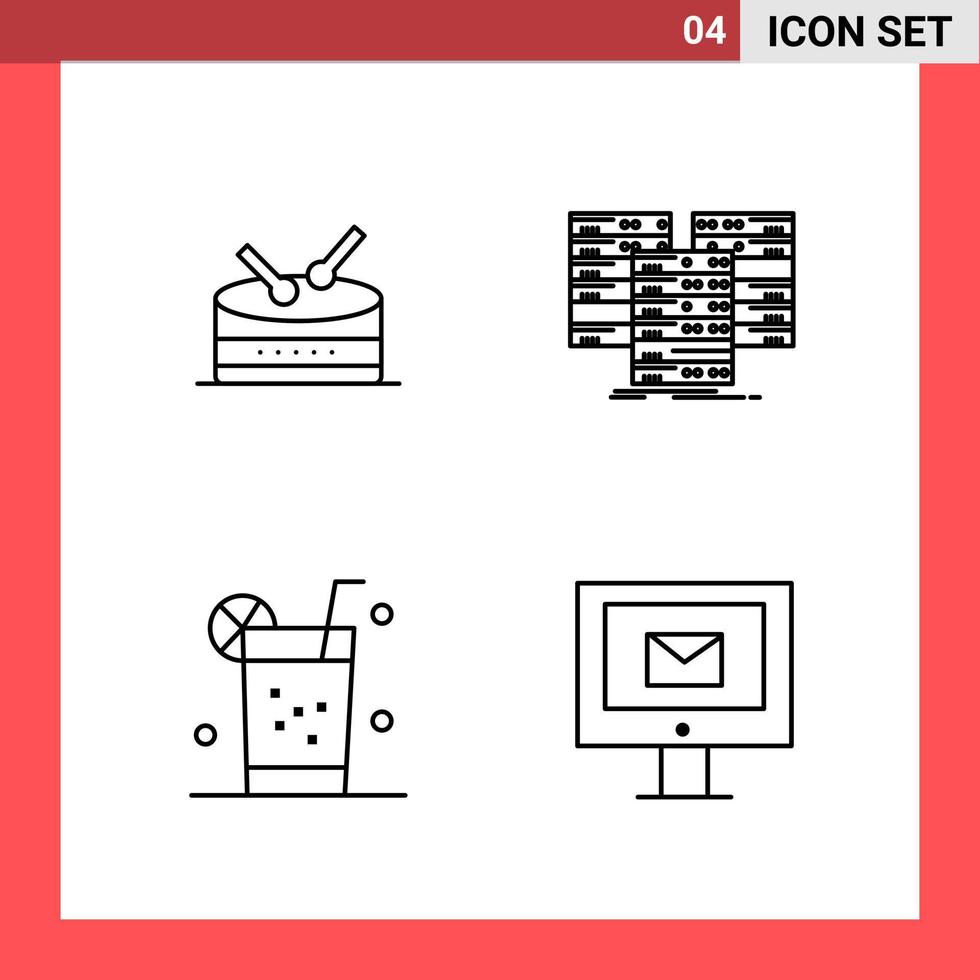 4 Icon Pack Line Style Outline Symbols on White Background Simple Signs for general designing vector