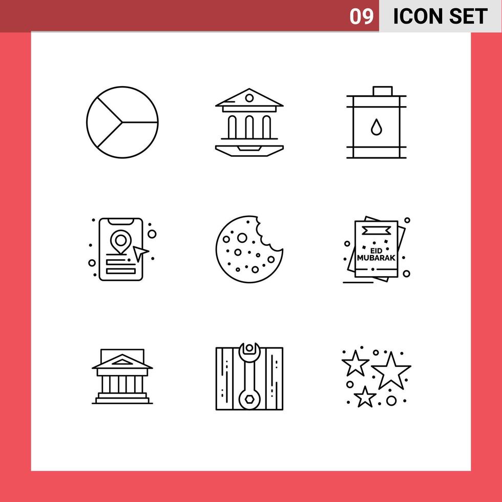 Outline Pack of 9 Universal Symbols of sausage location pin education online cab booking oil Editable Vector Design Elements