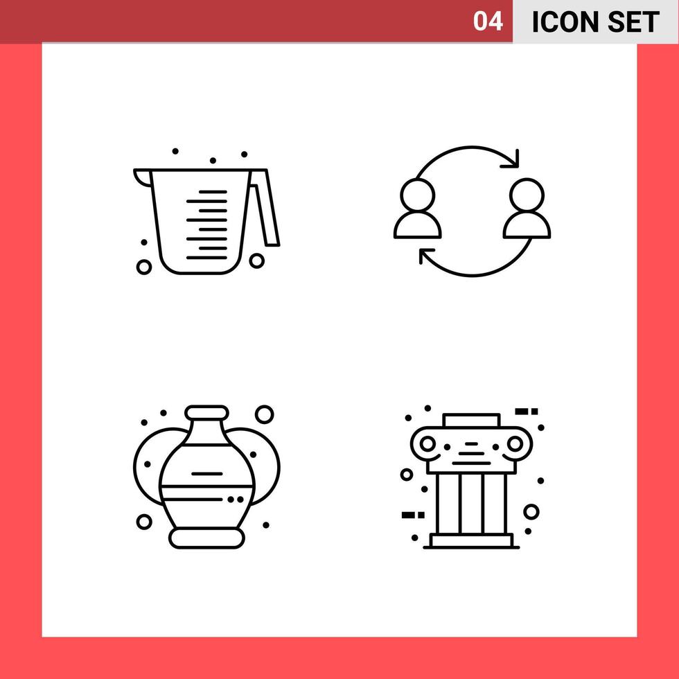 4 Icon Pack Line Style Outline Symbols on White Background Simple Signs for general designing vector