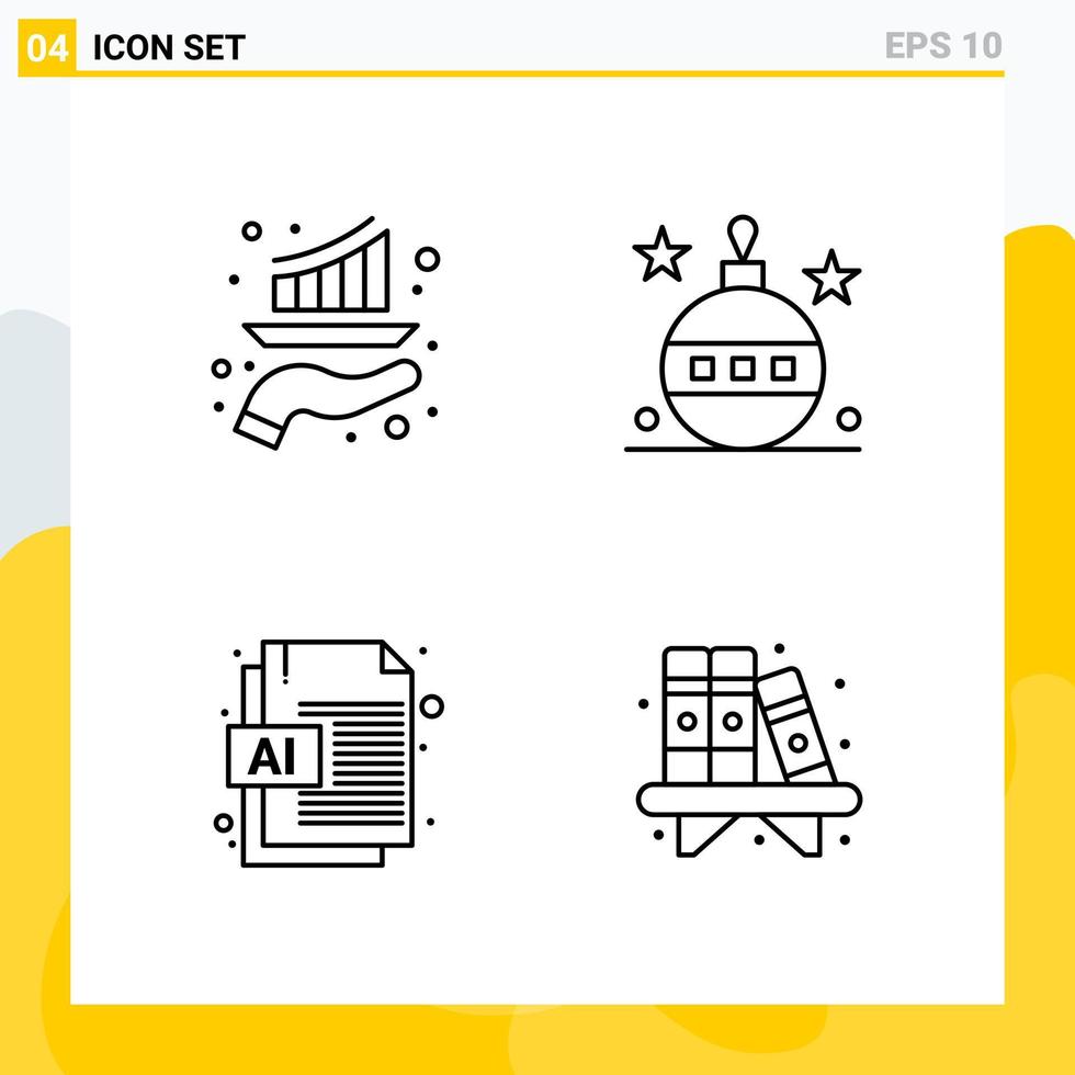 Collection of 4 Universal Line Icons Icon Set for Web and Mobile vector