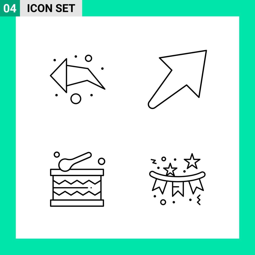 Pack of 4 Line Style Icon Set Outline Symbols for print Creative Signs Isolated on White Background 4 Icon Set vector
