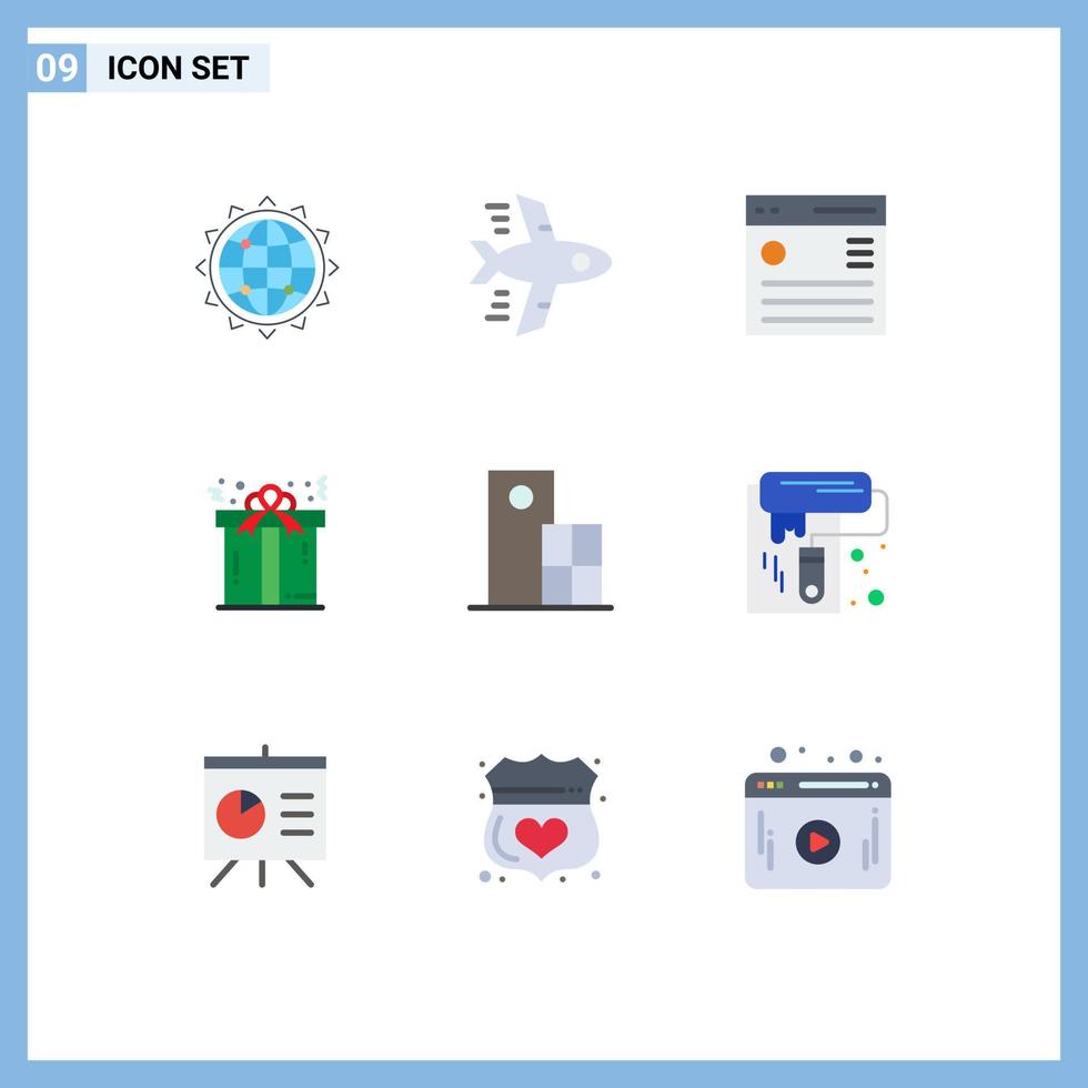 conjunto de 9 iconos de interfaz de usuario modernos símbolos signos para arquitectura presente comunicación regalo usuario elementos de diseño vectorial editables vector
