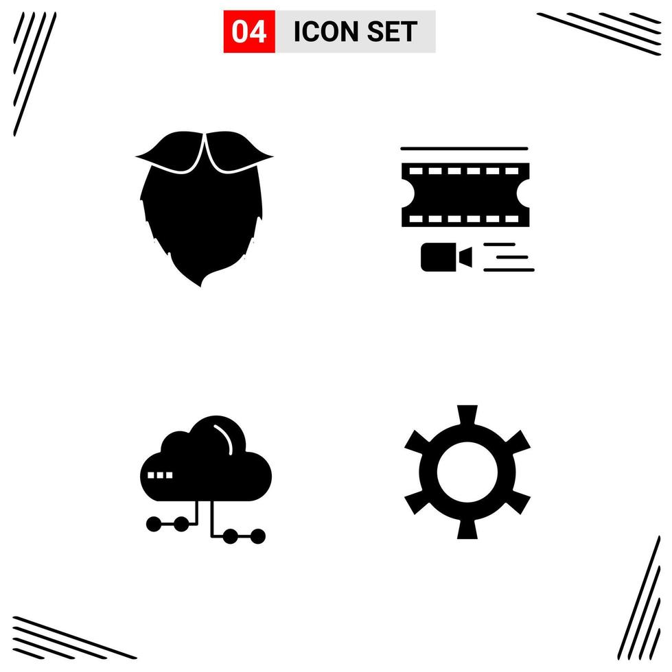 4 Icons Solid Style Grid Based Creative Glyph Symbols for Website Design Simple Solid Icon Signs Isolated on White Background 4 Icon Set vector