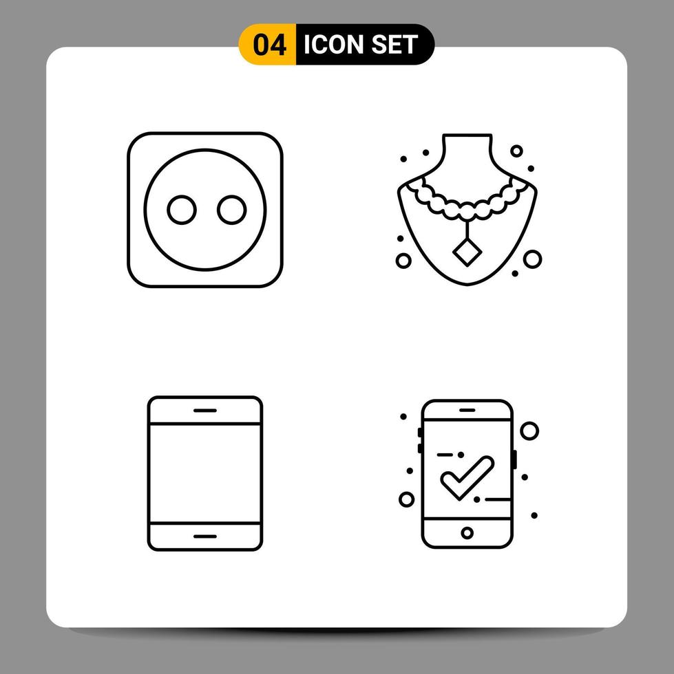 4 Black Icon Pack Outline Symbols Signs for Responsive designs on white background 4 Icons Set vector