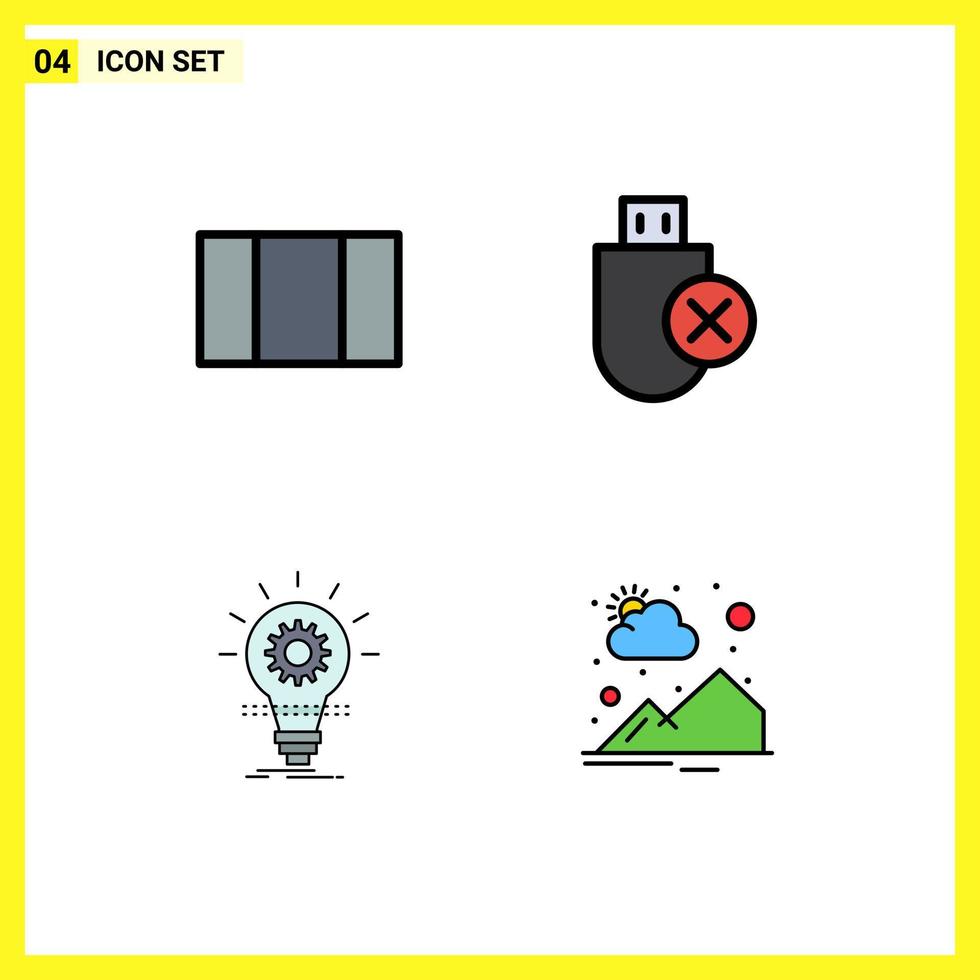 4 Universal Filledline Flat Color Signs Symbols of layout idea devices stick light Editable Vector Design Elements